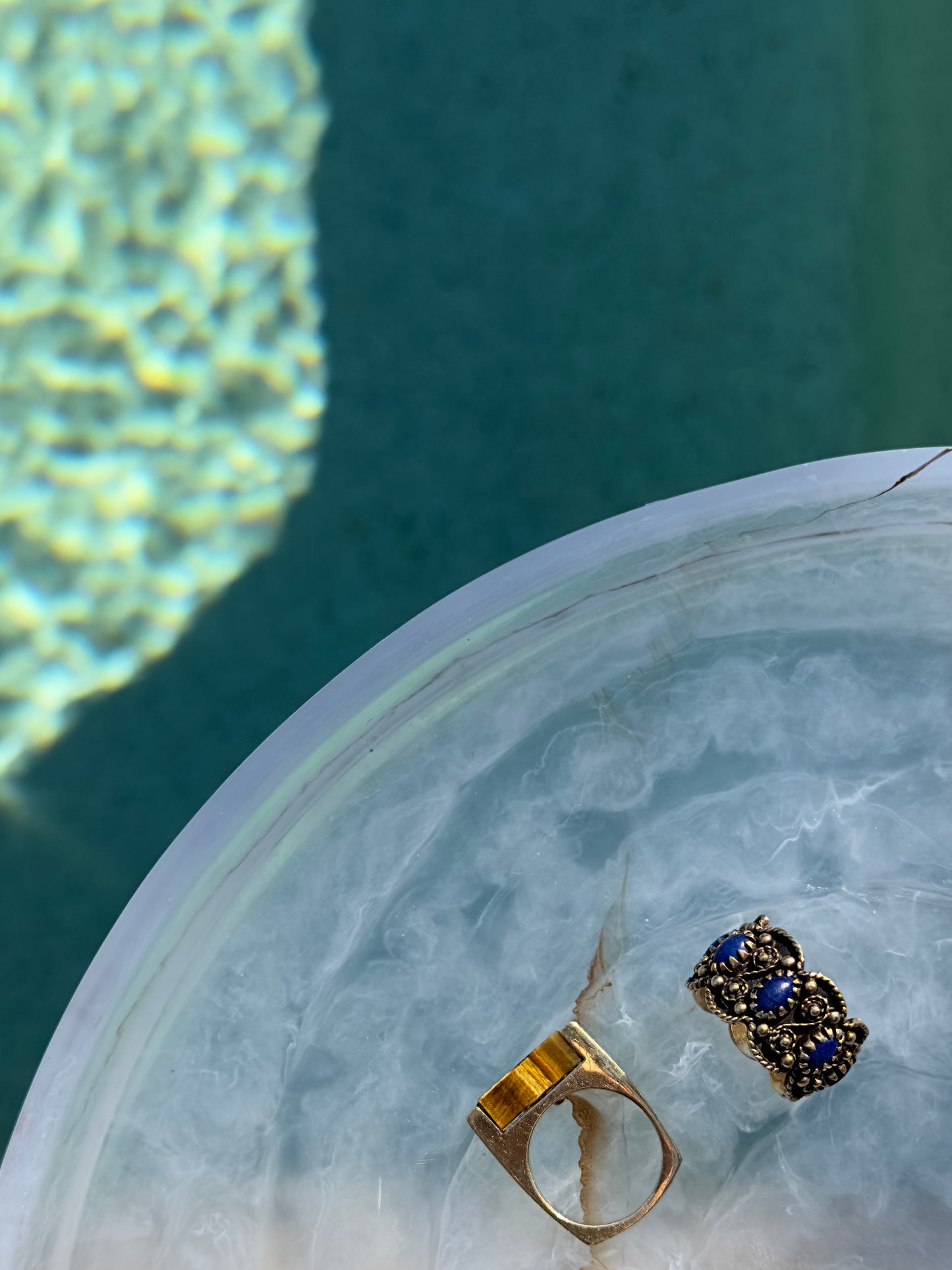 1960s Lapis Lazuli Eternity Ring Sz 6.5 Wide Stacking 13.5mm Vintage Band Jewelry