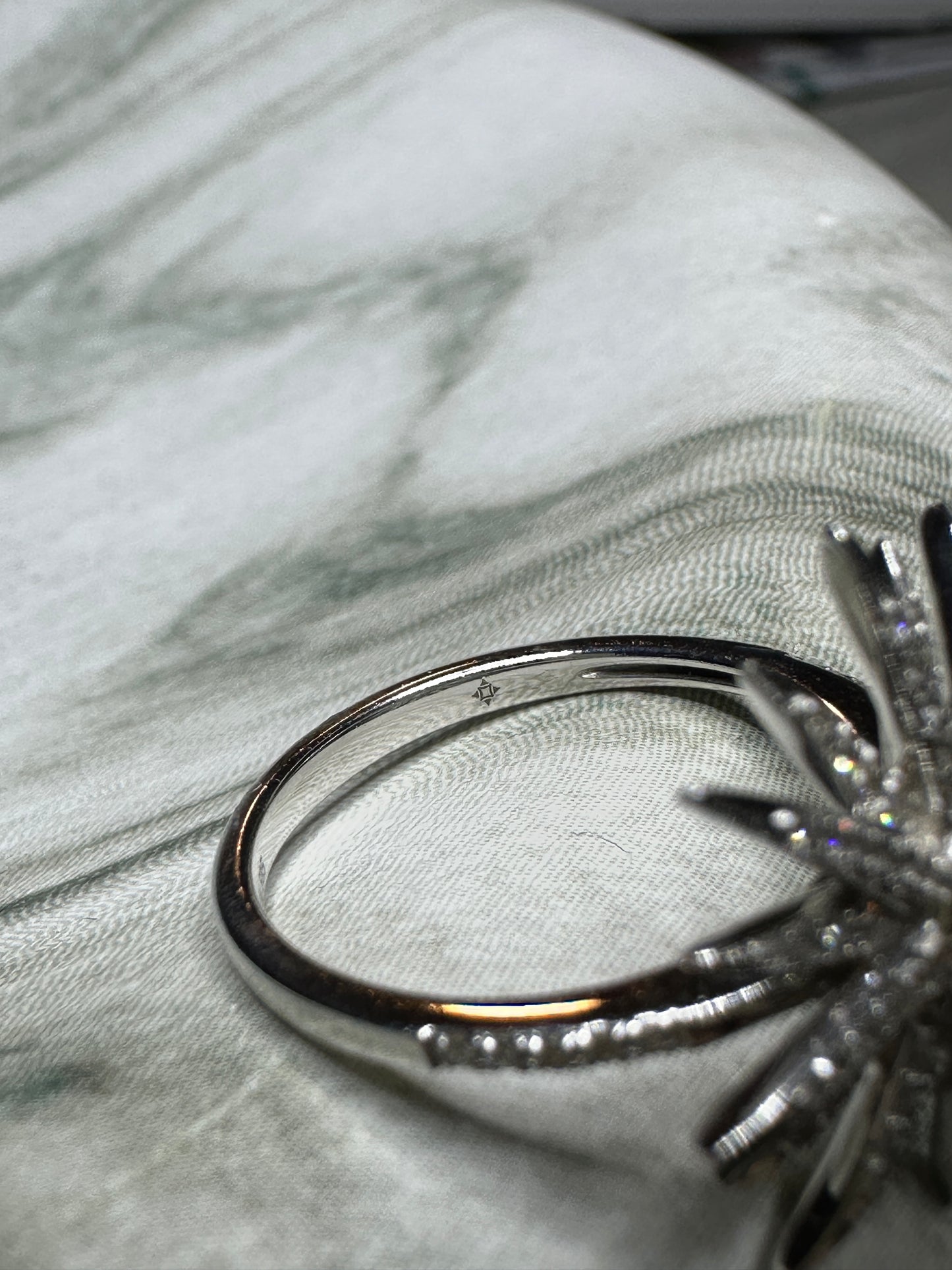 Diamond Celestial Starburst Ring Estate 14k White Gold Size 6.75 Star Jewelry