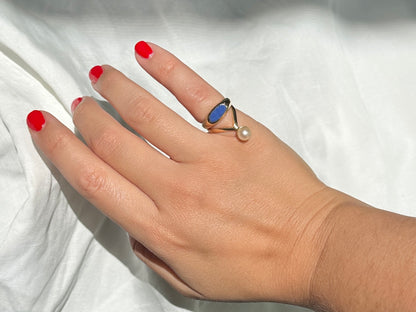 1960's / 70's 14k Yellow Gold Lapis Lazuli Signet Stacking Ring Size 6.5 3.98g