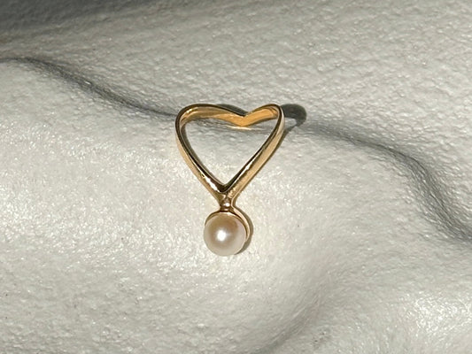 Vintage 14k Yellow Gold Pearl Geometric Sculptural Ring 80's/90's