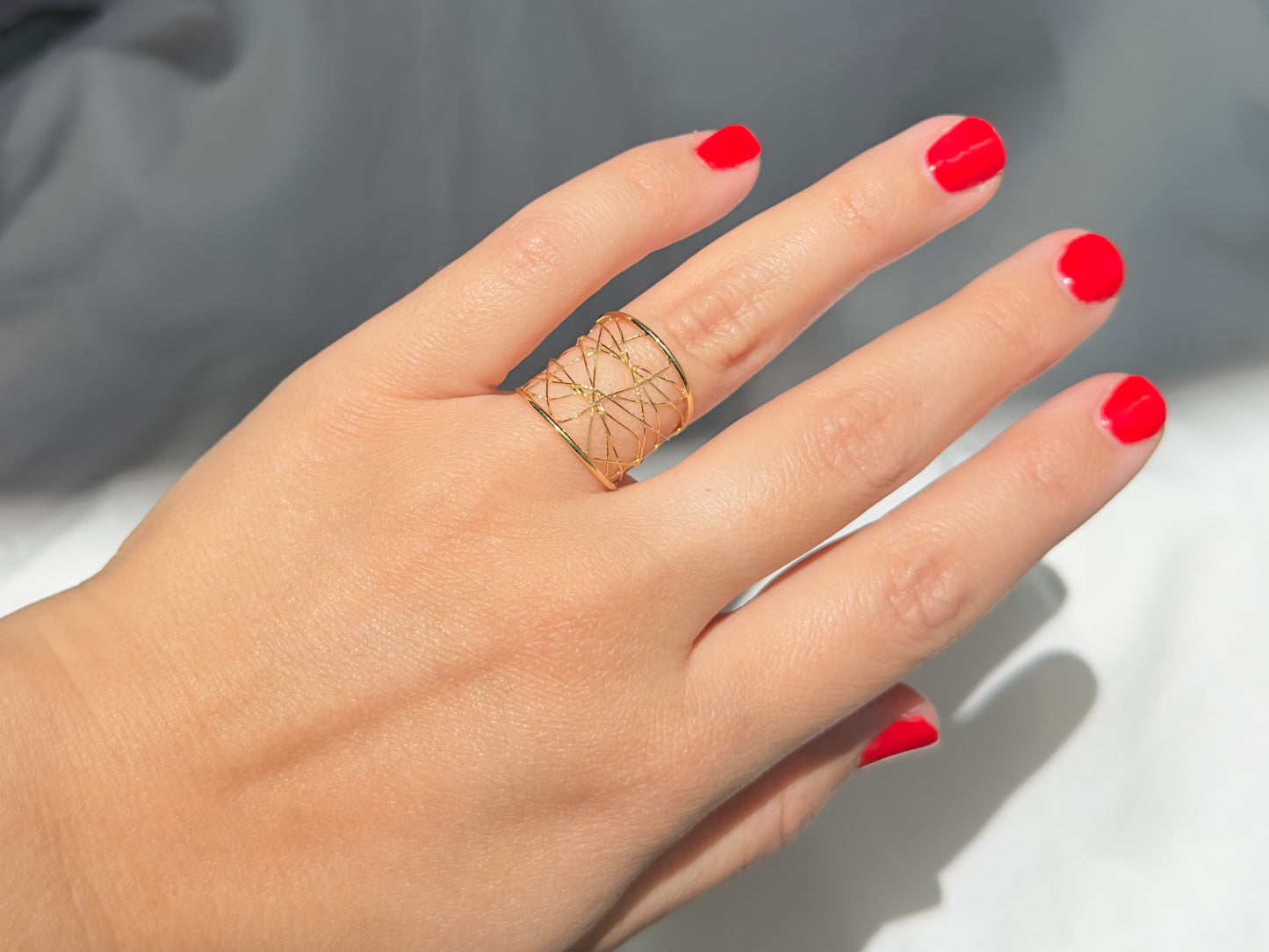 Unoaerre 14k Yellow Gold Estate Abstract Web Ring Italy Sz 7.75 / P Jewelry