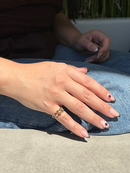 Vintage 14k Yellow Gold Diamond Heart Ring Sz 6.75 Band Estate Fine Jewelry