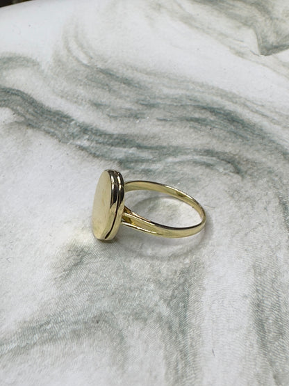 14k Yellow Gold Secret Compartment Locket Ring Sz 8 Oval