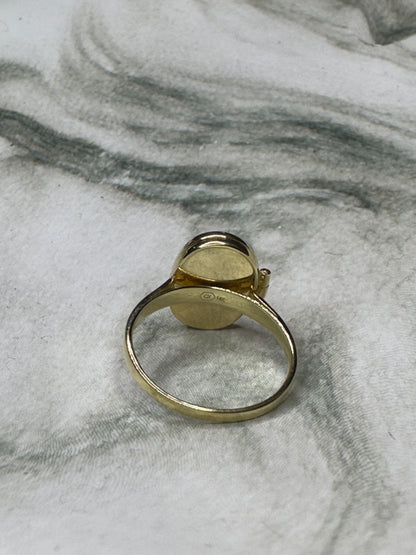 14k Yellow Gold Secret Compartment Locket Ring Sz 8 Oval
