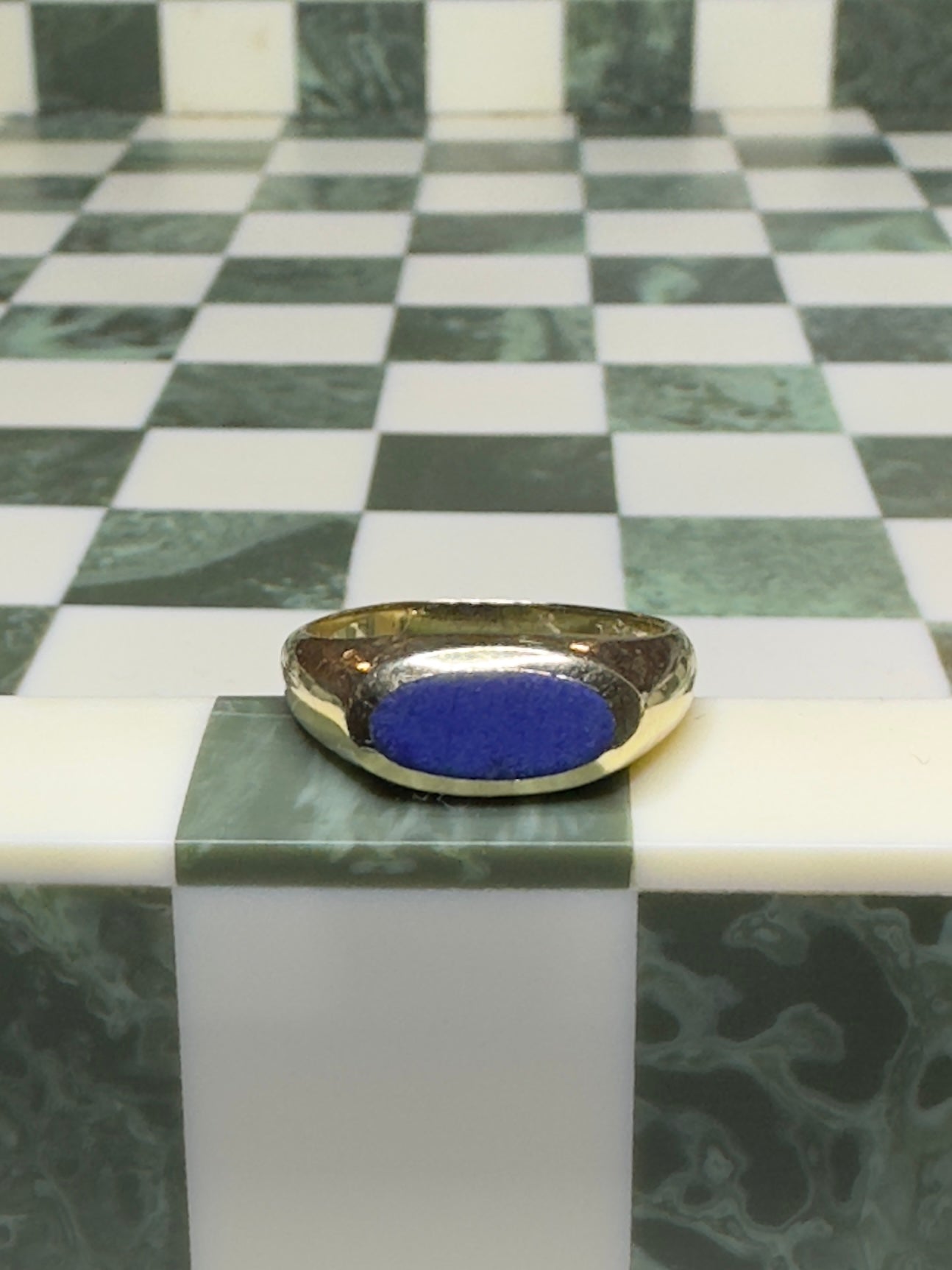 1960's / 70's 14k Yellow Gold Lapis Lazuli Signet Stacking Ring Size 6.5 3.98g