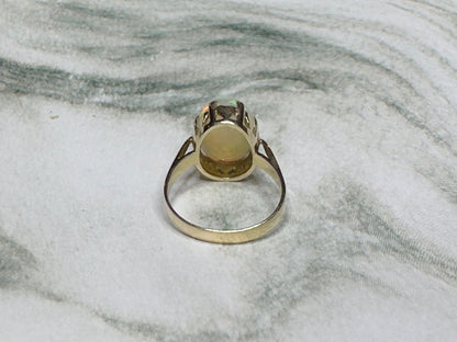 5.65ct Ethiopian Opal Cocktail Ring 14k Yellow Gold Size 6.5 1960's Vintage