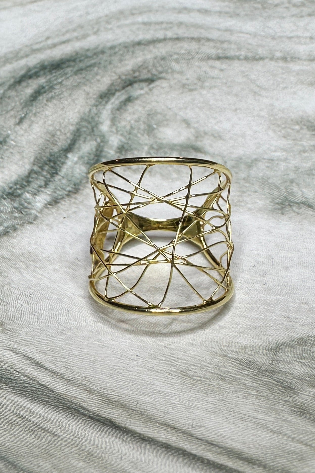 Unoaerre 14k Yellow Gold Estate Abstract Web Ring Italy Sz 7.75 / P Jewelry