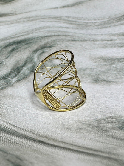Unoaerre 14k Yellow Gold Estate Abstract Web Ring Italy Sz 7.75 / P Jewelry