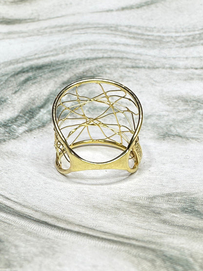 Unoaerre 14k Yellow Gold Estate Abstract Web Ring Italy Sz 7.75 / P Jewelry
