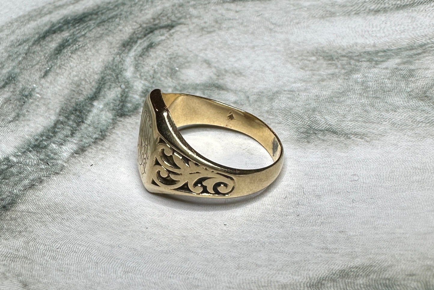 Vintage Art Deco Square Signet Ring 10k Rose Gold Sz 8.25 Fine Jewelry Band