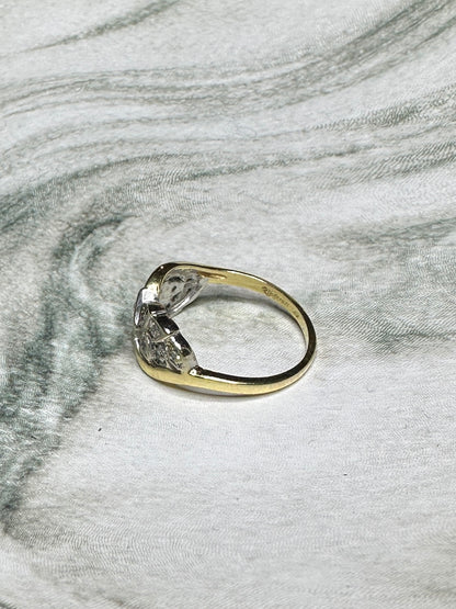 Diamond Wreath Band 14k Yellow Gold Sz 7 Wedding Ring Vintage Estate Band 1940's / 50's