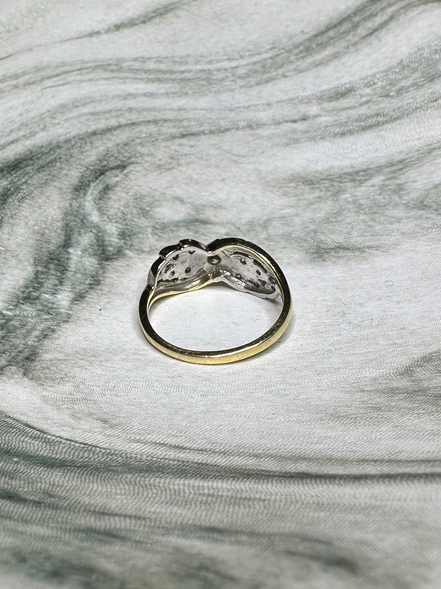 Diamond Wreath Band 14k Yellow Gold Sz 7 Wedding Ring Vintage Estate Band 1940's / 50's