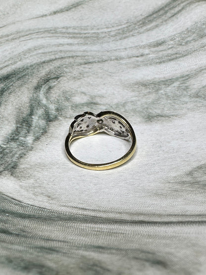 Diamond Wreath Band 14k Yellow Gold Sz 7 Wedding Ring Vintage Estate Band 1940's / 50's