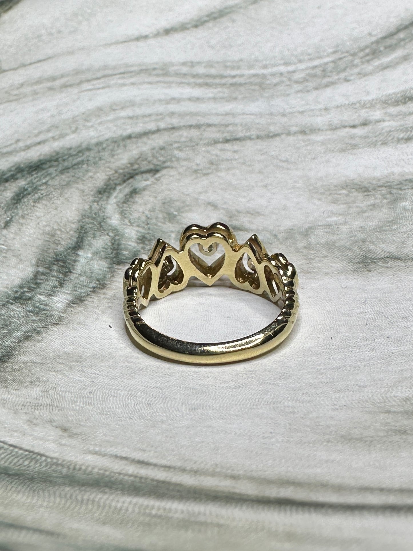 Vintage 14k Yellow Gold Diamond Heart Ring Sz 6.75 Band Estate Fine Jewelry