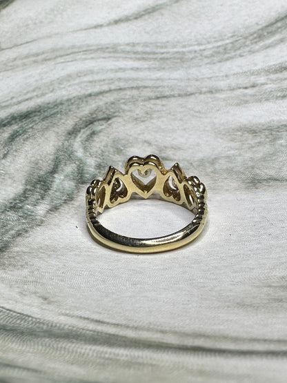 Vintage 14k Yellow Gold Diamond Heart Ring Sz 6.75 Band Estate Fine Jewelry