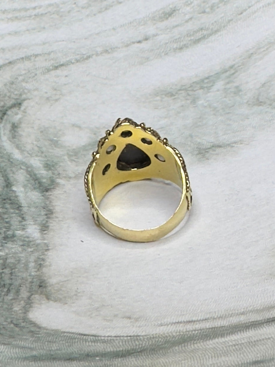 Victorian Opal Seed Pearl 14k Yellow Gold Ring Antique Estate Bohemian Band