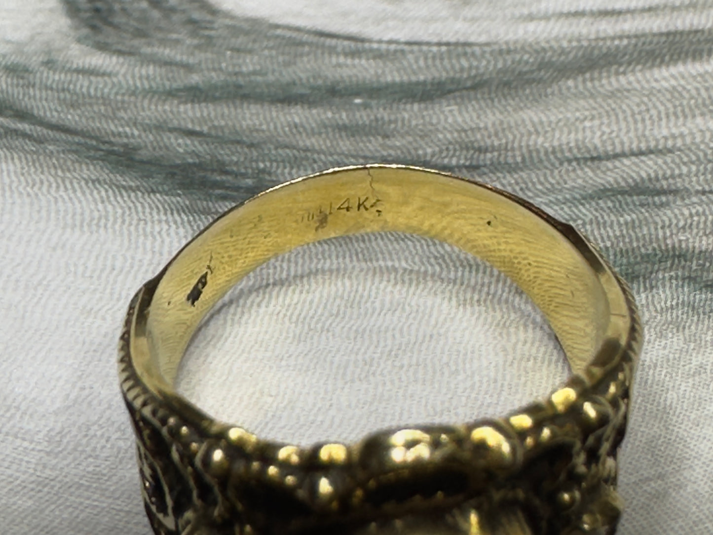 Victorian Opal Seed Pearl 14k Yellow Gold Ring Antique Estate Bohemian Band