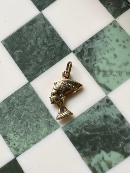 Nefertiti Egyptian 9k Yellow Gold Pendant Vintage Estate