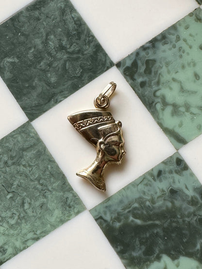 Nefertiti Egyptian 9k Yellow Gold Pendant Vintage Estate