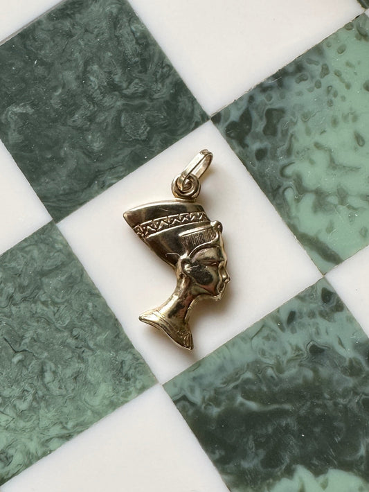 Nefertiti Egyptian 9k Yellow Gold Pendant Vintage Estate