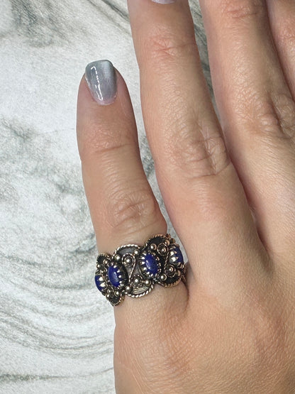 1960's Lapis Lazuli Eternity Ring Sz 6.5 Vintage Estate Stacking Band