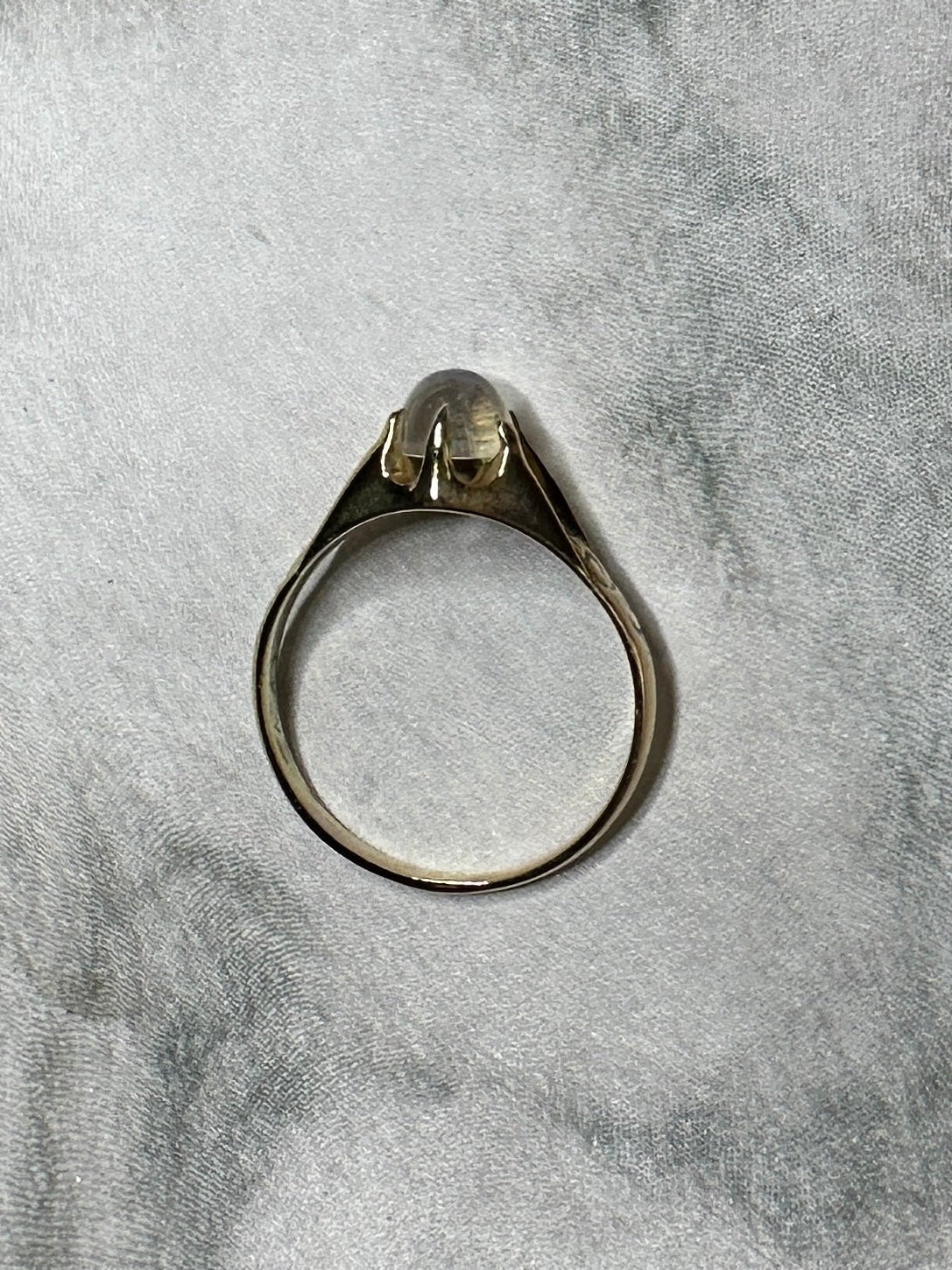 Vintage Moonstone 10k Yellow Gold Etched Ring Cabochon