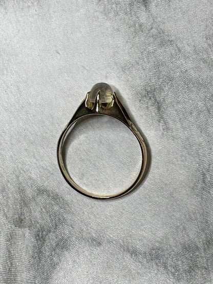Vintage Moonstone 10k Yellow Gold Etched Ring Cabochon