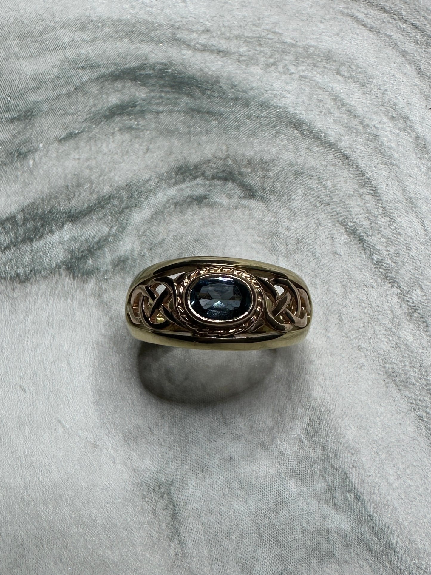 Vintage Clogau Welsh Gold Topaz Celtic Ring 9k circa 1999