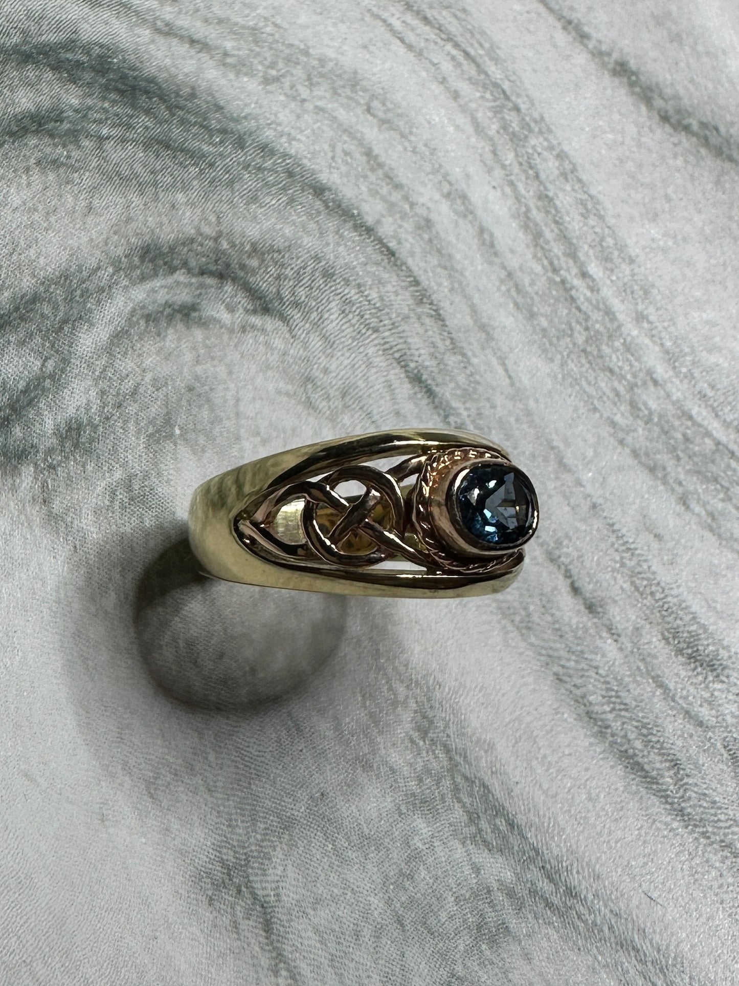 Vintage Clogau Welsh Gold Topaz Celtic Ring 9k circa 1999