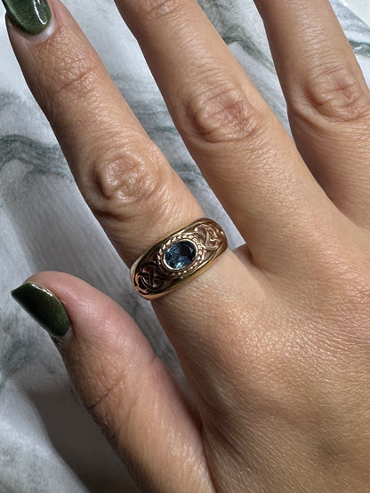 Vintage Clogau Welsh Gold Topaz Celtic Ring 9k circa 1999