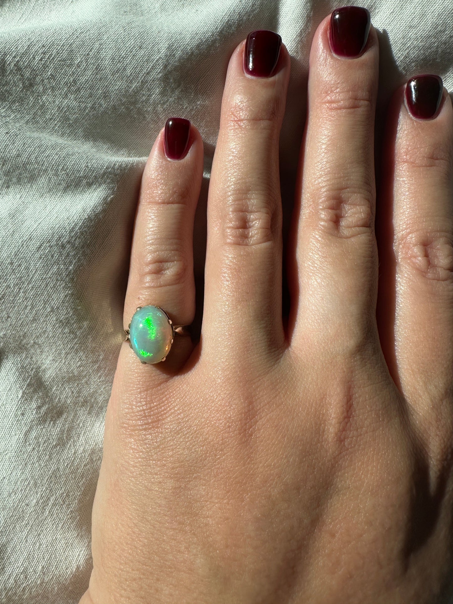 5.65ct Ethiopian Opal Cocktail Ring 14k Yellow Gold Size 6.5 1960's Vintage