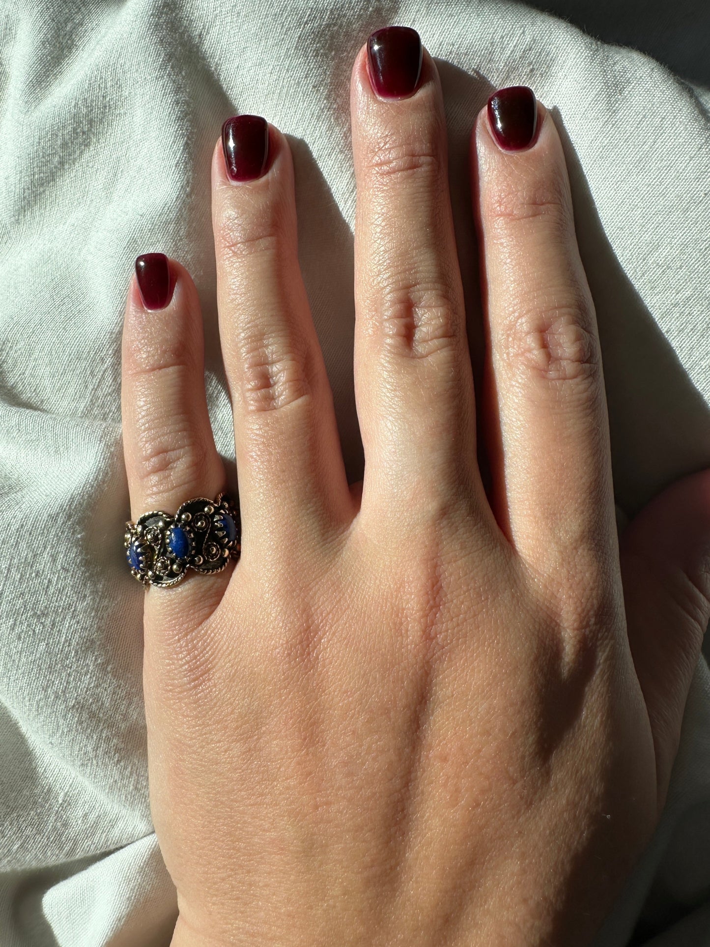 1960s Lapis Lazuli Eternity Ring Sz 6.5 Wide Stacking 13.5mm Vintage Band Jewelry