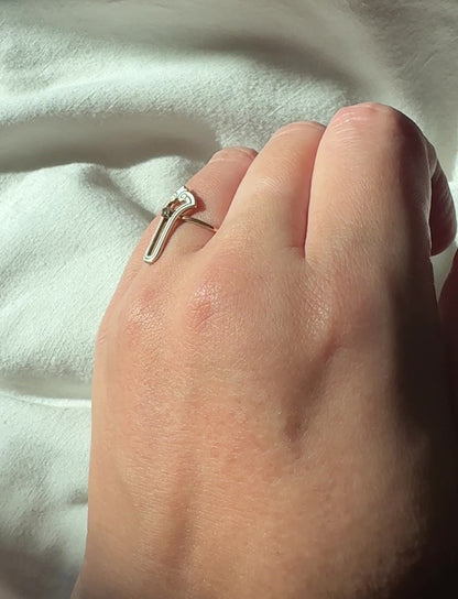 Antique Art Deco Elongated White Enamel Diamond Ring 14k Yellow Gold Sz 7.75