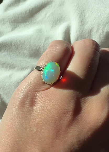 5.65ct Ethiopian Opal Cocktail Ring 14k Yellow Gold Size 6.5 1960's Vintage